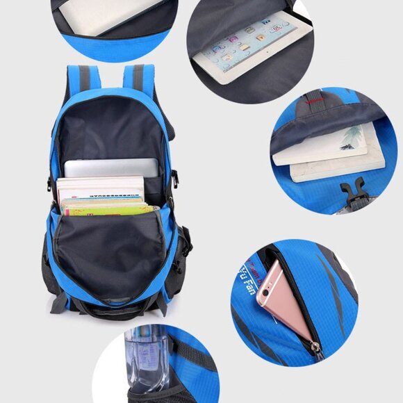 Black Black Men Women Travel Backpack Rucksack Camping Laptop Hiking School Book - Picture 7 of 7